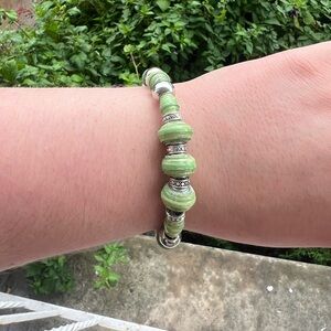 Handmade beaded bracelet and earring set